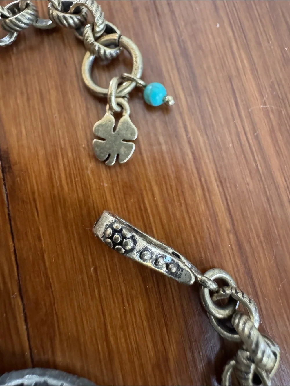 Lucky Brand Turquoise and Gold-Tone Crystal Medallion Bracelet